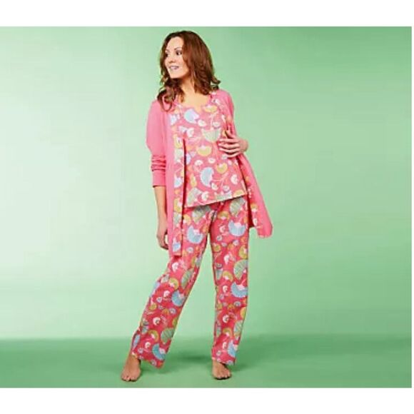SleepIn by BedHead PJs Floating Fans Womens 3X Aqua 3-Piece PJ Set NWT - Picture 4 of 4